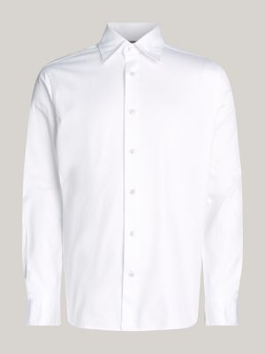 white smart casual twill regular shirt for men tommy hilfiger