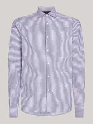 camicia slim fit a righe blu da uomini tommy hilfiger