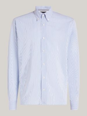 camisa smart casual de corte regular a rayas azul de hombres tommy hilfiger