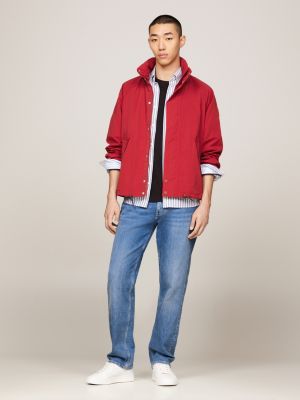 red logo patch water repellent regatta jacket for men tommy hilfiger