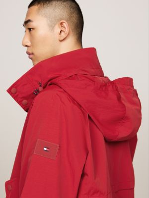 red logo patch water repellent regatta jacket for men tommy hilfiger