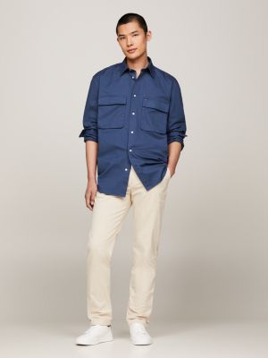 blue utility regular fit twill shirt for men tommy hilfiger