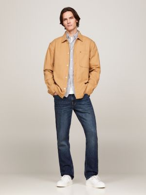 khaki relaxed fit twill overshirt for men tommy hilfiger