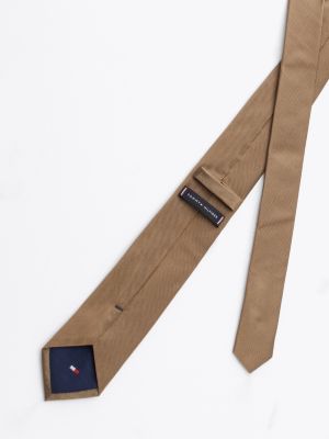 cravatta in seta tramata khaki da uomini tommy hilfiger