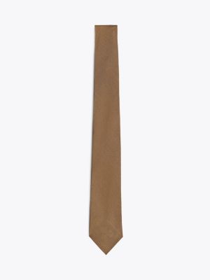 corbata de seda khaki de hombres tommy hilfiger