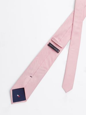 cravatta in seta tramata rosa da uomini tommy hilfiger