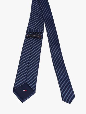 cravatta in seta tramata a righe blu da uomini tommy hilfiger