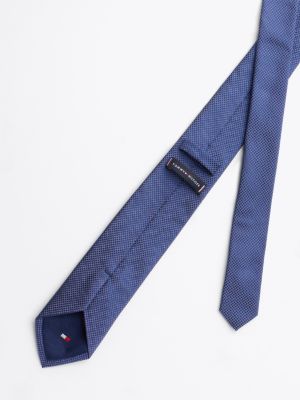 blue woven silk micro dot tie for men tommy hilfiger