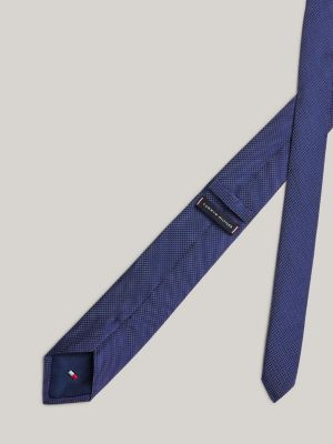 cravatta in seta con micromotivo a pois blu da uomini tommy hilfiger