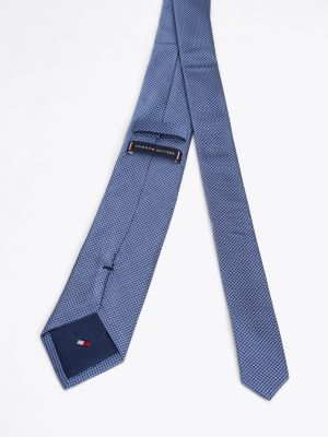 cravatta in seta con micromotivo a pois blu da uomini tommy hilfiger