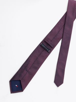 cravatta in seta con micromotivo a pois rosso da uomini tommy hilfiger