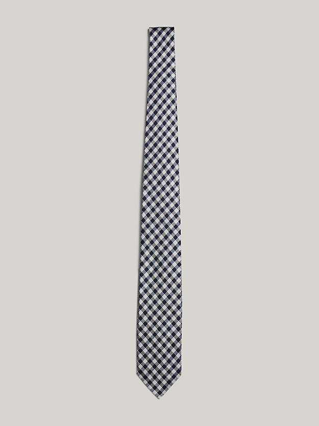 Pure Silk Gingham Woven Tie | Blue | Tommy Hilfiger