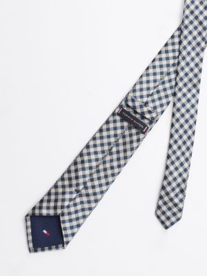 blau seiden-krawatte mit vichy-karo für herren - tommy hilfiger