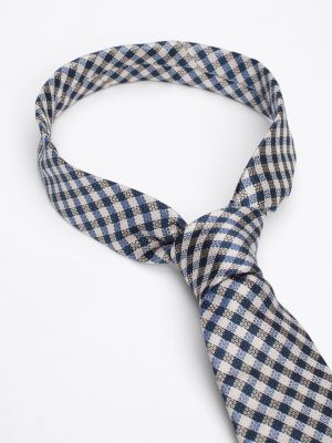 blau seiden-krawatte mit vichy-karo für herren - tommy hilfiger