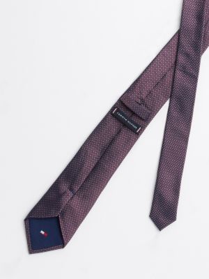 cravatta in seta con micromotivo geometrico rosso da uomini tommy hilfiger