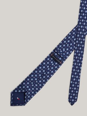 cravatta heritage in seta con stampa foulard blu da uomini tommy hilfiger