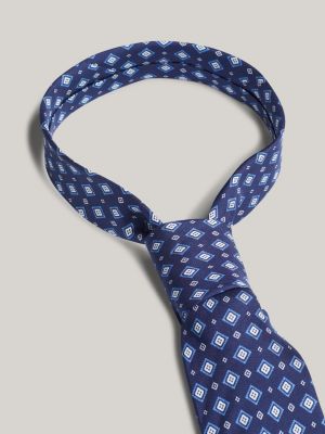 cravatta heritage in seta con stampa foulard blu da uomini tommy hilfiger