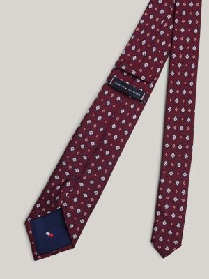 Heritage Foulard Print Silk Tie Red Tommy Hilfiger