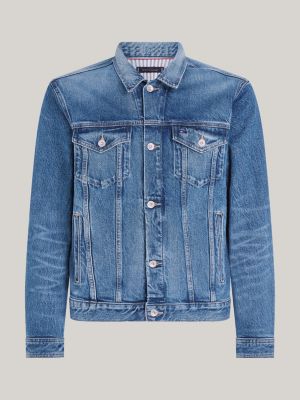 Faded denim hot sale trucker jacket