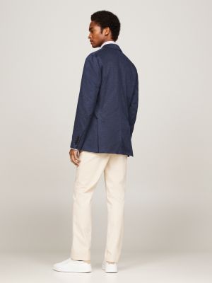 blazer droit en jersey bleu pour hommes tommy hilfiger