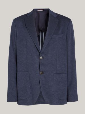 blazer monopetto in jersey blu da uomini tommy hilfiger