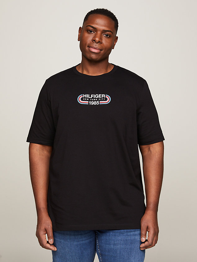 black plus archive track logo crew neck t-shirt for men tommy hilfiger