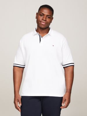 Tommy Hilfiger Mens Cotton T-Shirt Size L Tall White Short Sleeve Signat  Stripe