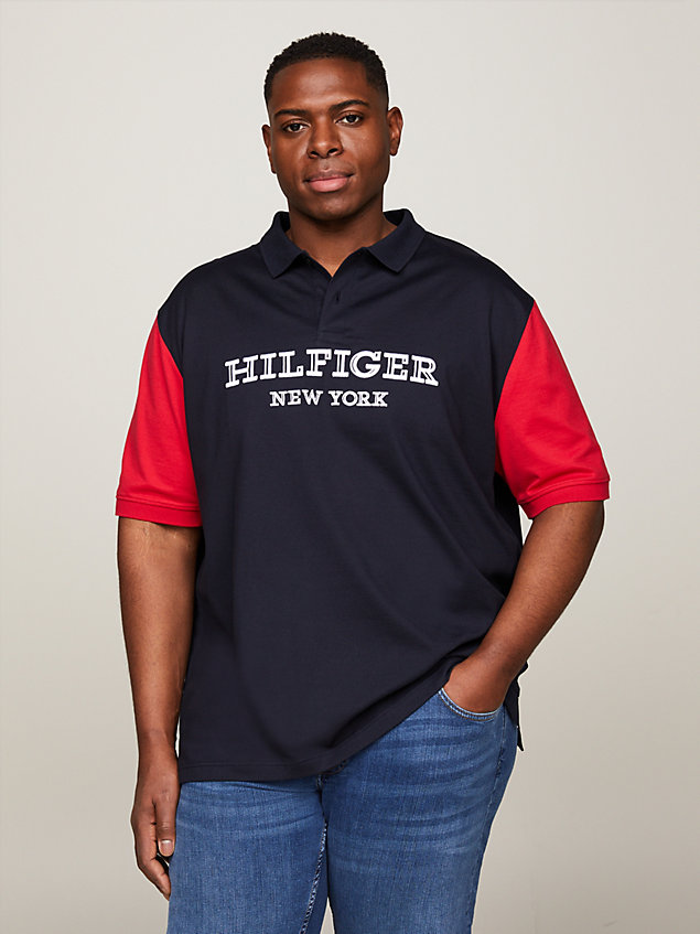 red plus hilfiger monotype colour-blocked regular polo for men tommy hilfiger