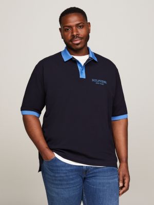 blue plus regular fit poloshirt mit monotype-logo für herren - tommy hilfiger