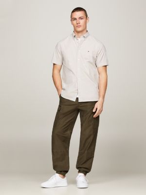 khaki th flex gestreiftes regular fit hemd für herren - tommy hilfiger