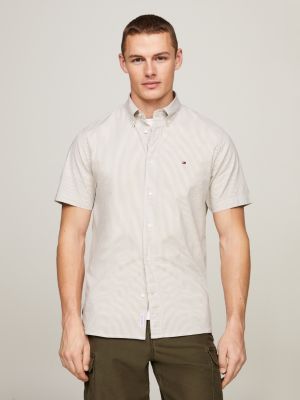 TH Flex Stripe Regular Fit Shirt | Khaki | Tommy Hilfiger