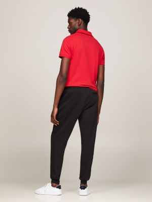 Red, slim-fit cotton blend joggers