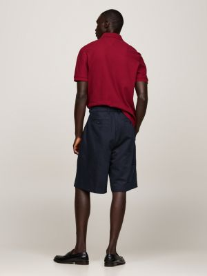 blue crest embroidery wide leg chino shorts for men tommy hilfiger