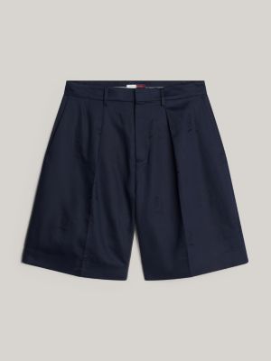 short chino jambe ample à blason brodé bleu pour hommes tommy hilfiger