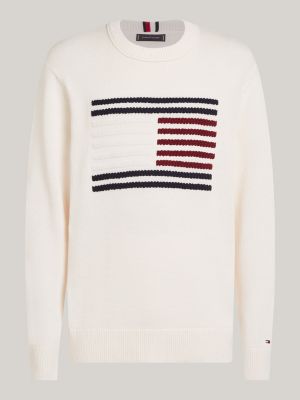 Relaxed trui met kabelgebreide vlag Wit Tommy Hilfiger