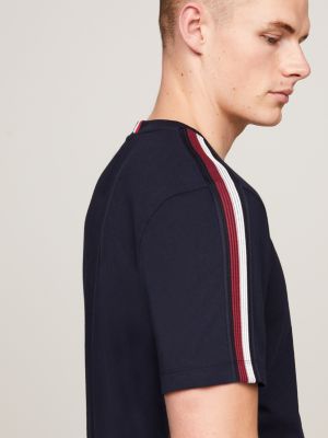 blau t-shirt mit schattierten global-streifen für herren - tommy hilfiger