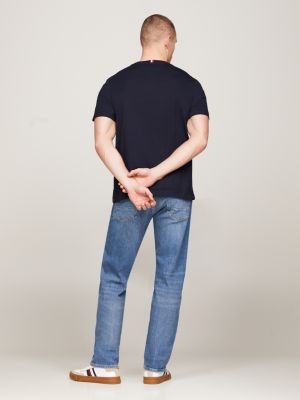 blau t-shirt mit schattierten global-streifen für herren - tommy hilfiger