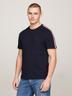 T Shirt mit schattierten Global Streifen Blau Tommy Hilfiger