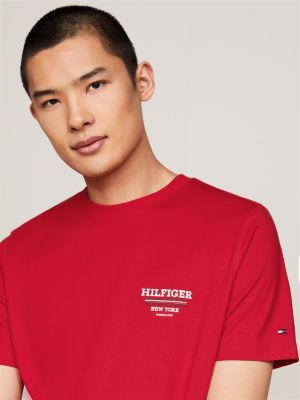 red global stripe logo t-shirt for men tommy hilfiger