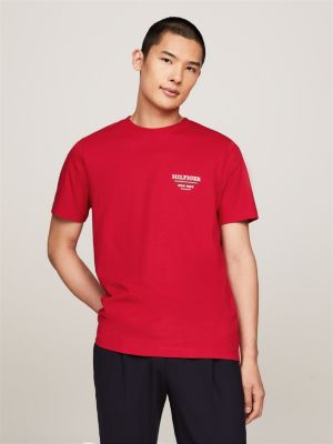 red global stripe logo t-shirt for men tommy hilfiger