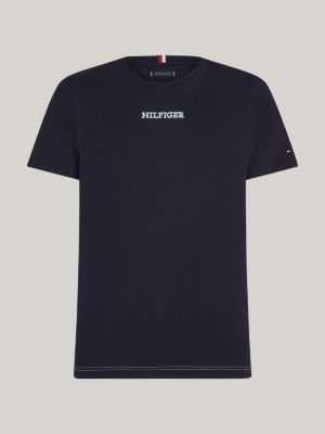 blue hilfiger monotype logo embroidery t-shirt for men tommy hilfiger