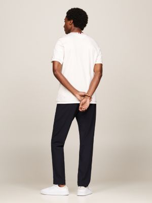 T-Shirt mit gesticktem Hilfiger-Logotype-Logo | Weiß | Tommy Hilfiger 