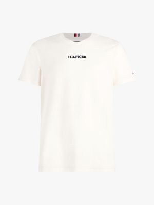 white hilfiger monotype logo embroidery t-shirt for men tommy hilfiger