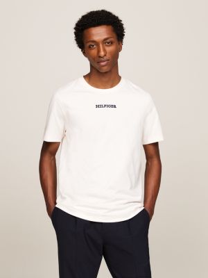 white hilfiger monotype logo embroidery t-shirt for men tommy hilfiger