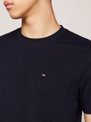 Rundhals-T-Shirt mit aufgesetzter Brusttasche | Blau | Tommy Hilfiger