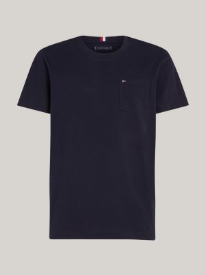 Rundhals-T-Shirt mit aufgesetzter Brusttasche | Blau | Tommy Hilfiger