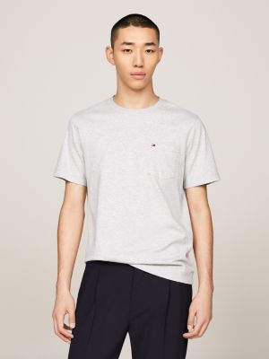 Crew Neck Patch Pocket T-Shirt | Grey | Tommy Hilfiger