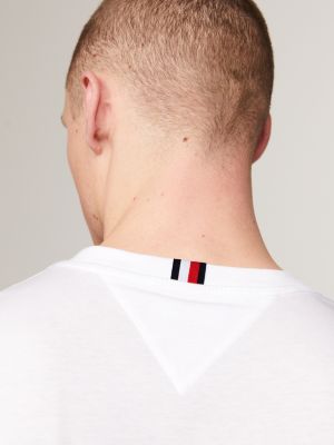 white crew neck patch pocket t-shirt for men tommy hilfiger