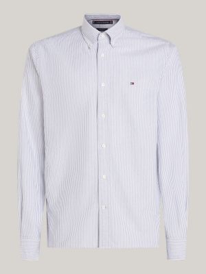 camicia oxford regular fit a righe blu da uomini tommy hilfiger