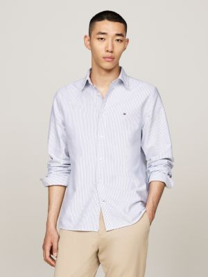 camicia oxford regular fit a righe blue da uomini tommy hilfiger